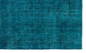Turquoise  Over Dyed Vintage Rug 6'3'' x 9'9'' ft 190 x 296 cm