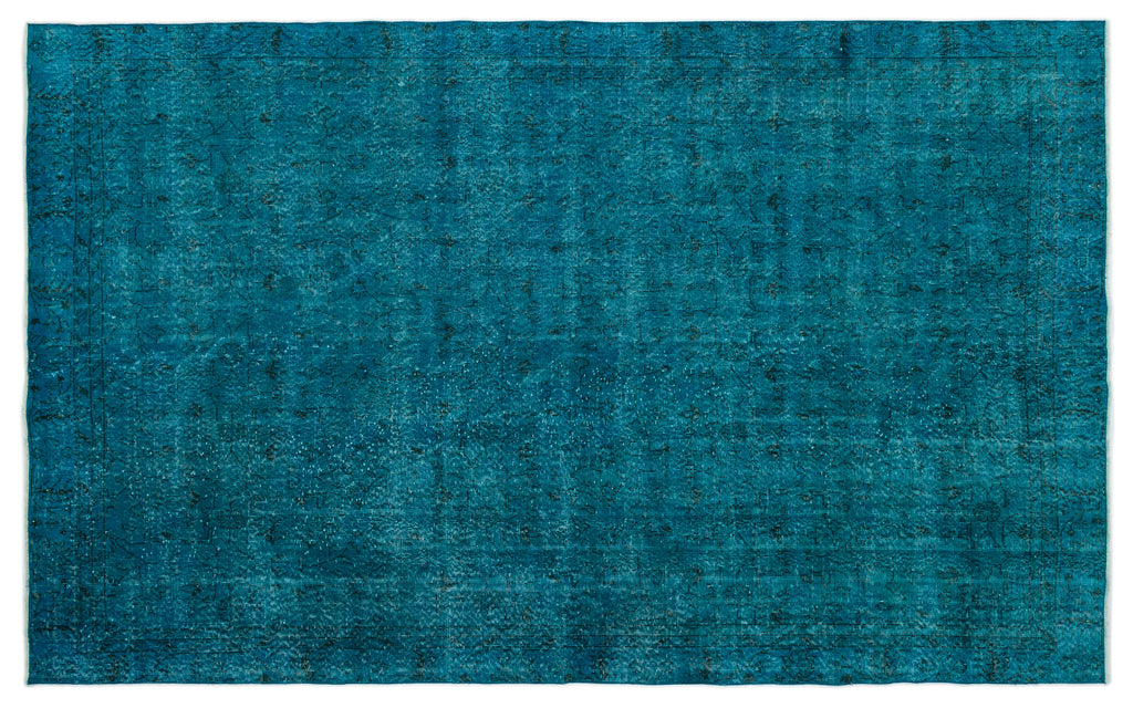 Turquoise  Over Dyed Vintage Rug 6'3'' x 9'9'' ft 190 x 296 cm
