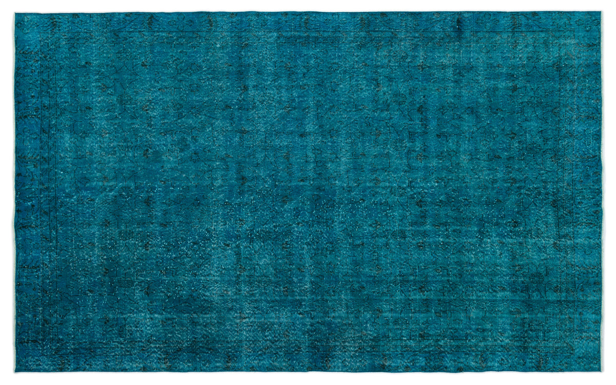 Turquoise  Over Dyed Vintage Rug 6&#39;3&#39;&#39; x 9&#39;9&#39;&#39; ft 190 x 296 cm