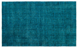 Turquoise  Over Dyed Vintage Rug 6'3'' x 9'9'' ft 190 x 296 cm