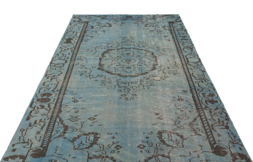 Blue Over Dyed Vintage Rug 5'9'' x 9'3'' ft 174 x 283 cm