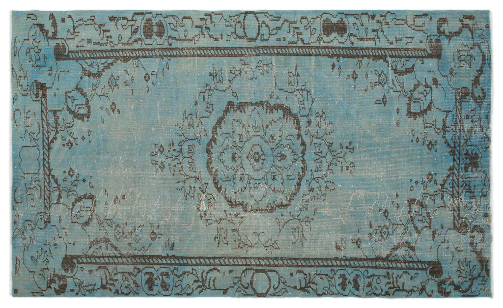 Blue Over Dyed Vintage Rug 5'9'' x 9'3'' ft 174 x 283 cm