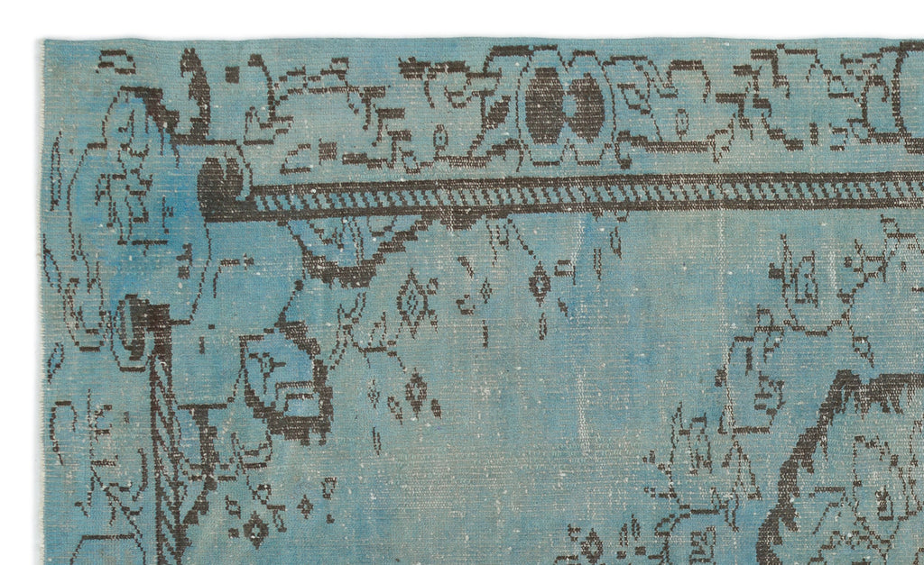 Blue Over Dyed Vintage Rug 5'9'' x 9'3'' ft 174 x 283 cm