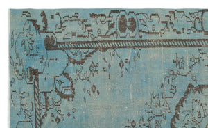 Blue Over Dyed Vintage Rug 5'9'' x 9'3'' ft 174 x 283 cm
