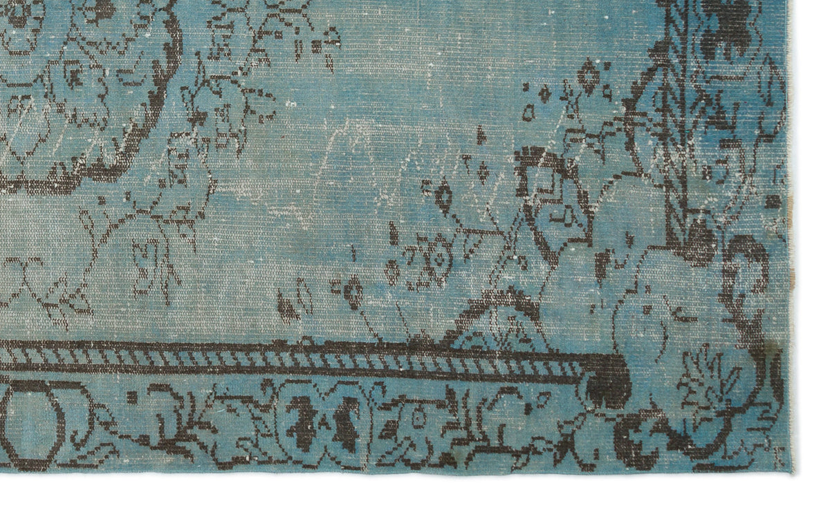 Blue Over Dyed Vintage Rug 5&#39;9&#39;&#39; x 9&#39;3&#39;&#39; ft 174 x 283 cm