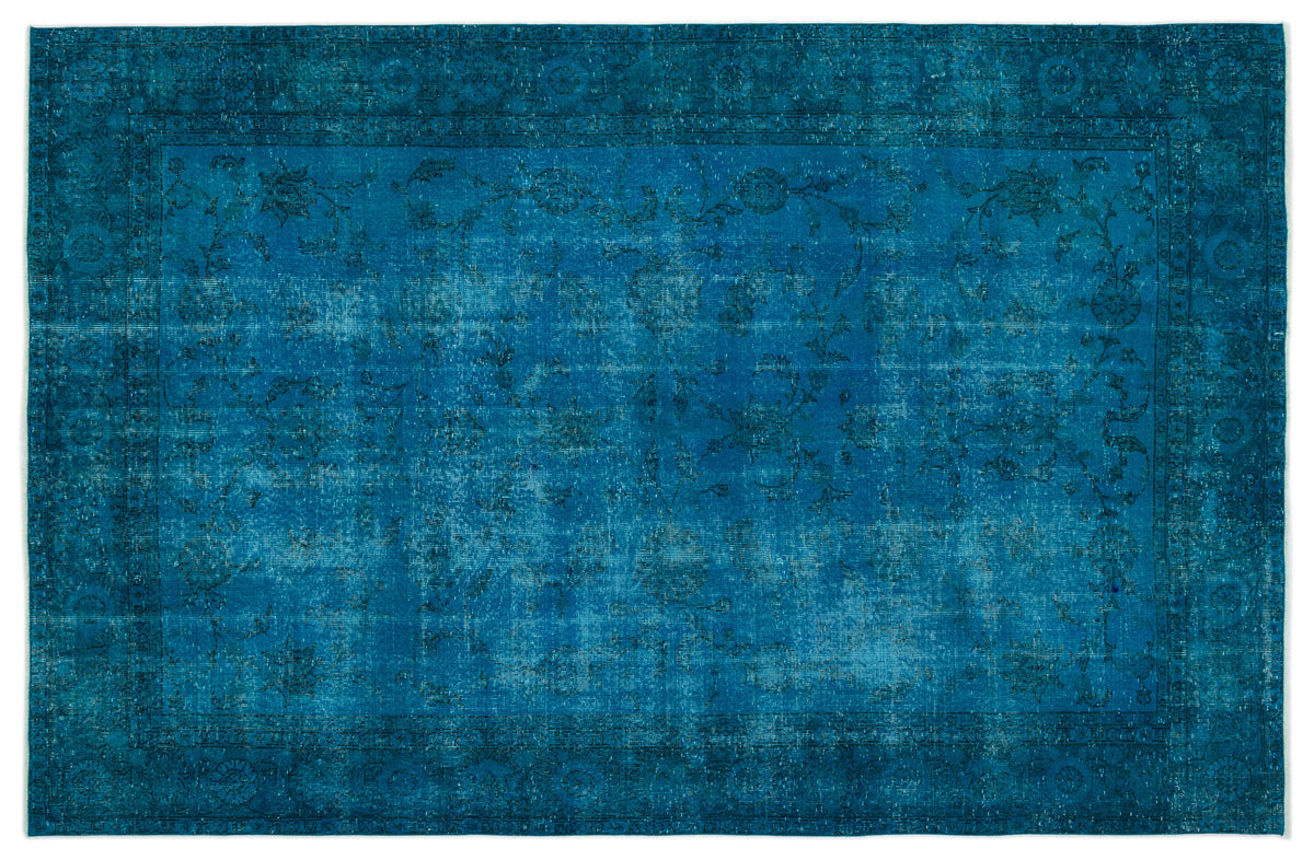 Turquoise  Over Dyed Vintage Rug 6&#39;2&#39;&#39; x 9&#39;5&#39;&#39; ft 189 x 288 cm