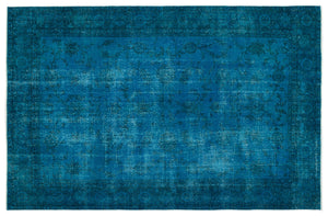 Turquoise  Over Dyed Vintage Rug 6'2'' x 9'5'' ft 189 x 288 cm