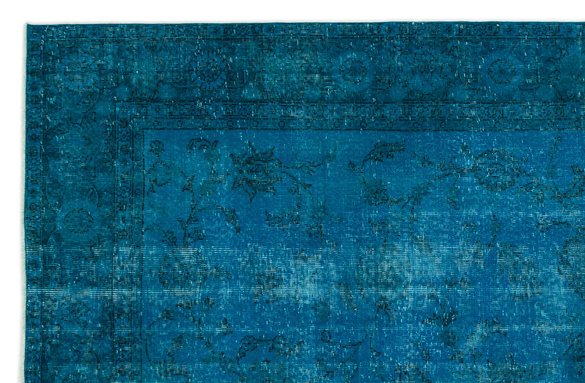 Turquoise  Over Dyed Vintage Rug 6&#39;2&#39;&#39; x 9&#39;5&#39;&#39; ft 189 x 288 cm