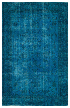 Turquoise  Over Dyed Vintage Rug 6'2'' x 9'5'' ft 189 x 288 cm