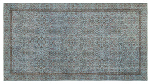 Blue Over Dyed Vintage Rug 5'5'' x 9'8'' ft 164 x 295 cm