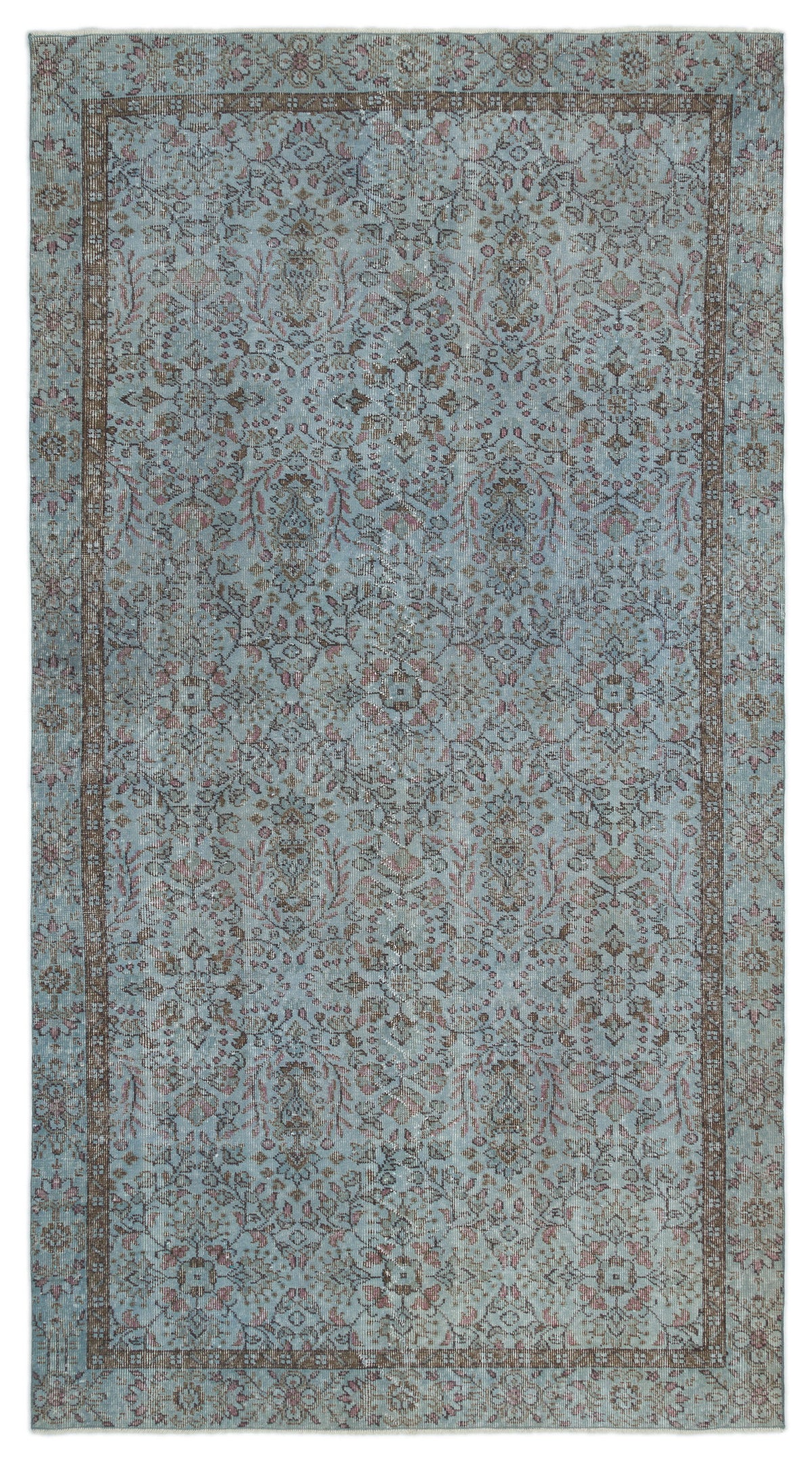 Blue Over Dyed Vintage Rug 5&#39;5&#39;&#39; x 9&#39;8&#39;&#39; ft 164 x 295 cm