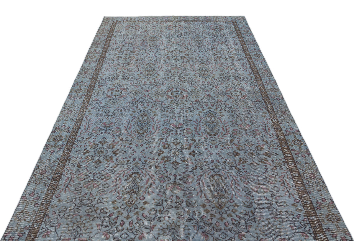 Blue Over Dyed Vintage Rug 5&#39;5&#39;&#39; x 9&#39;8&#39;&#39; ft 164 x 295 cm