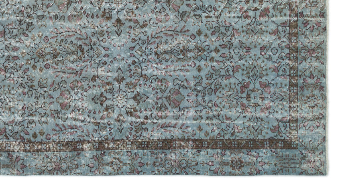 Blue Over Dyed Vintage Rug 5&#39;5&#39;&#39; x 9&#39;8&#39;&#39; ft 164 x 295 cm