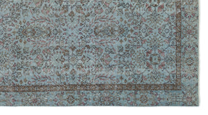 Blue Over Dyed Vintage Rug 5'5'' x 9'8'' ft 164 x 295 cm