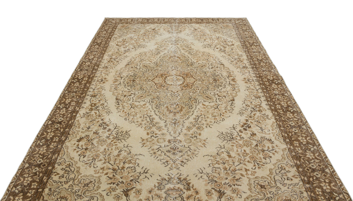 Beige Over Dyed Vintage Rug 6&#39;8&#39;&#39; x 10&#39;6&#39;&#39; ft 202 x 320 cm