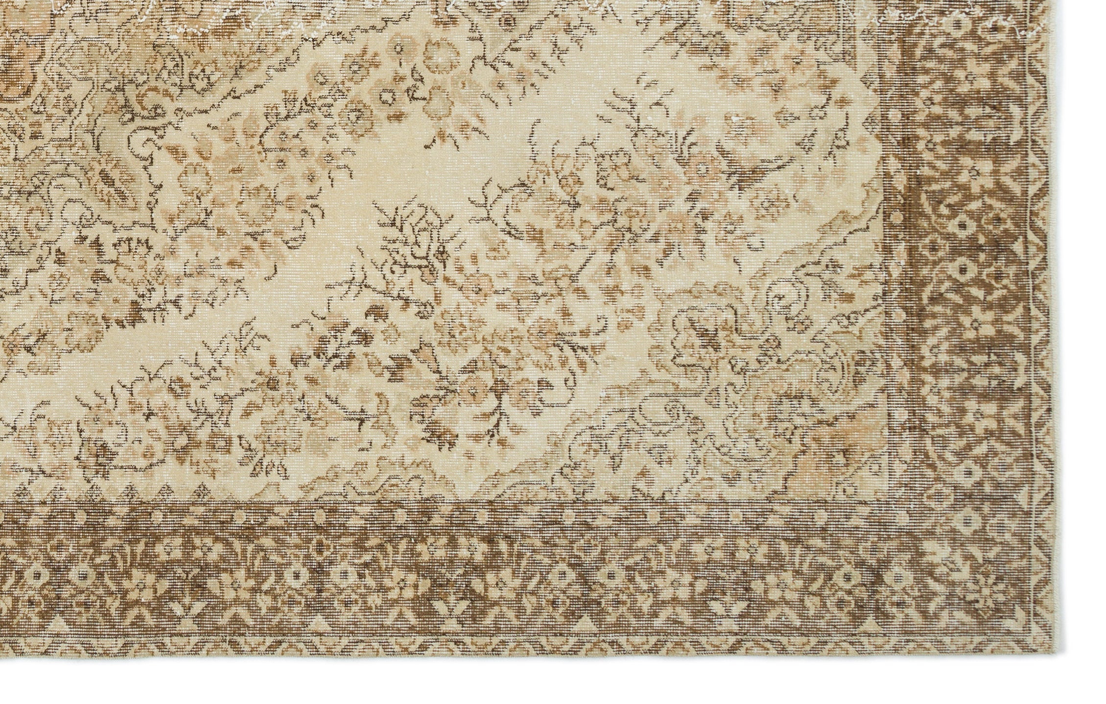 Beige Over Dyed Vintage Rug 6'8'' x 10'6'' ft 202 x 320 cm