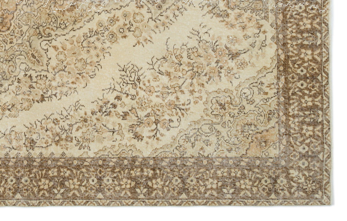 Beige Over Dyed Vintage Rug 6&#39;8&#39;&#39; x 10&#39;6&#39;&#39; ft 202 x 320 cm