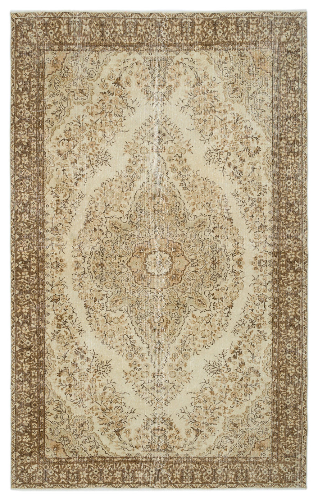 Beige Over Dyed Vintage Rug 6'8'' x 10'6'' ft 202 x 320 cm