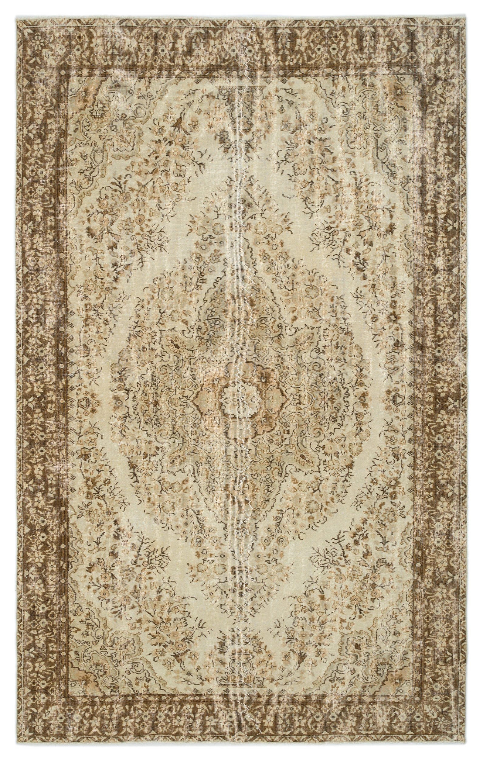Beige Over Dyed Vintage Rug 6'8'' x 10'6'' ft 202 x 320 cm