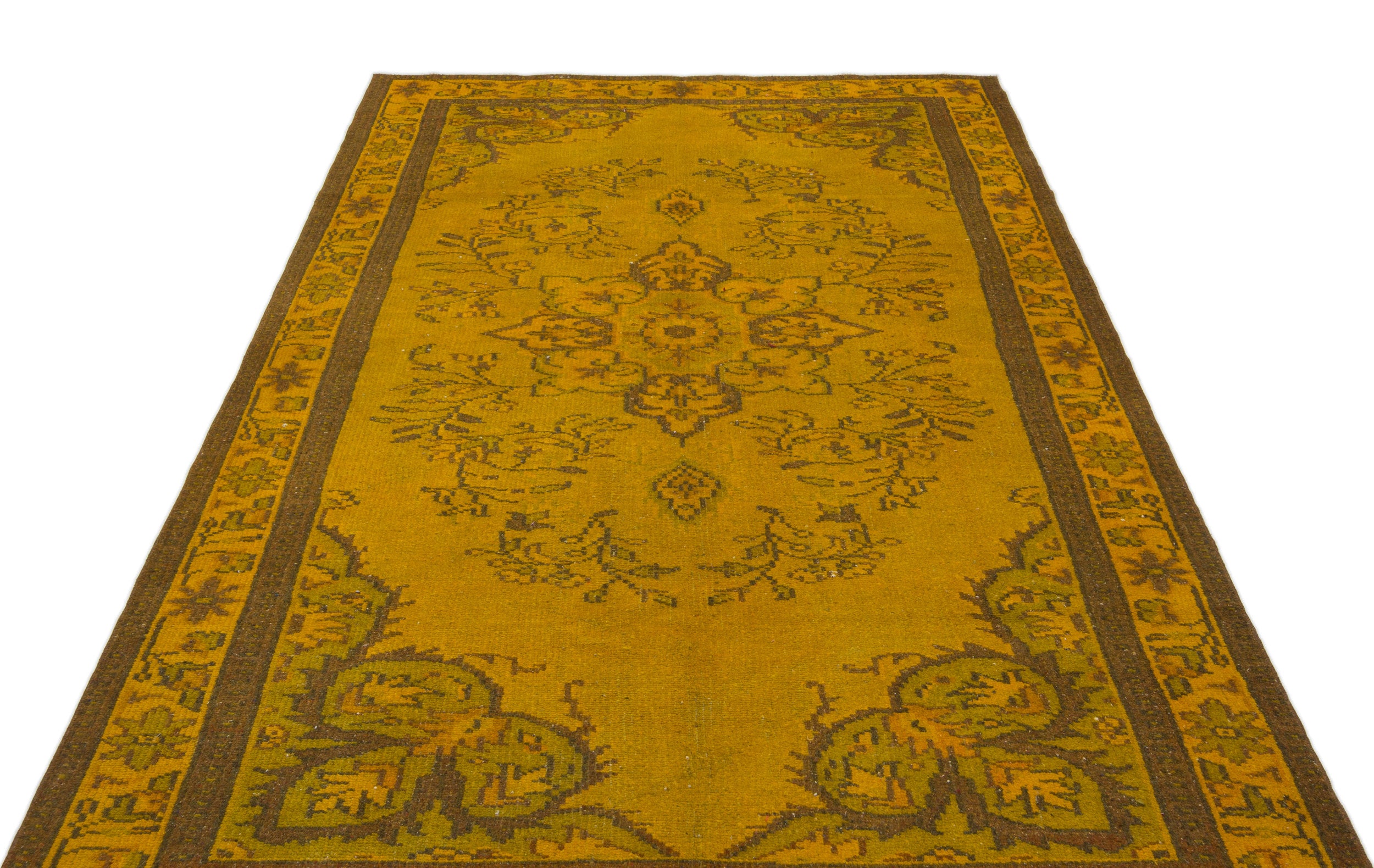 Yellow Over Dyed Vintage Rug 5'4'' x 8'9'' ft 163 x 266 cm
