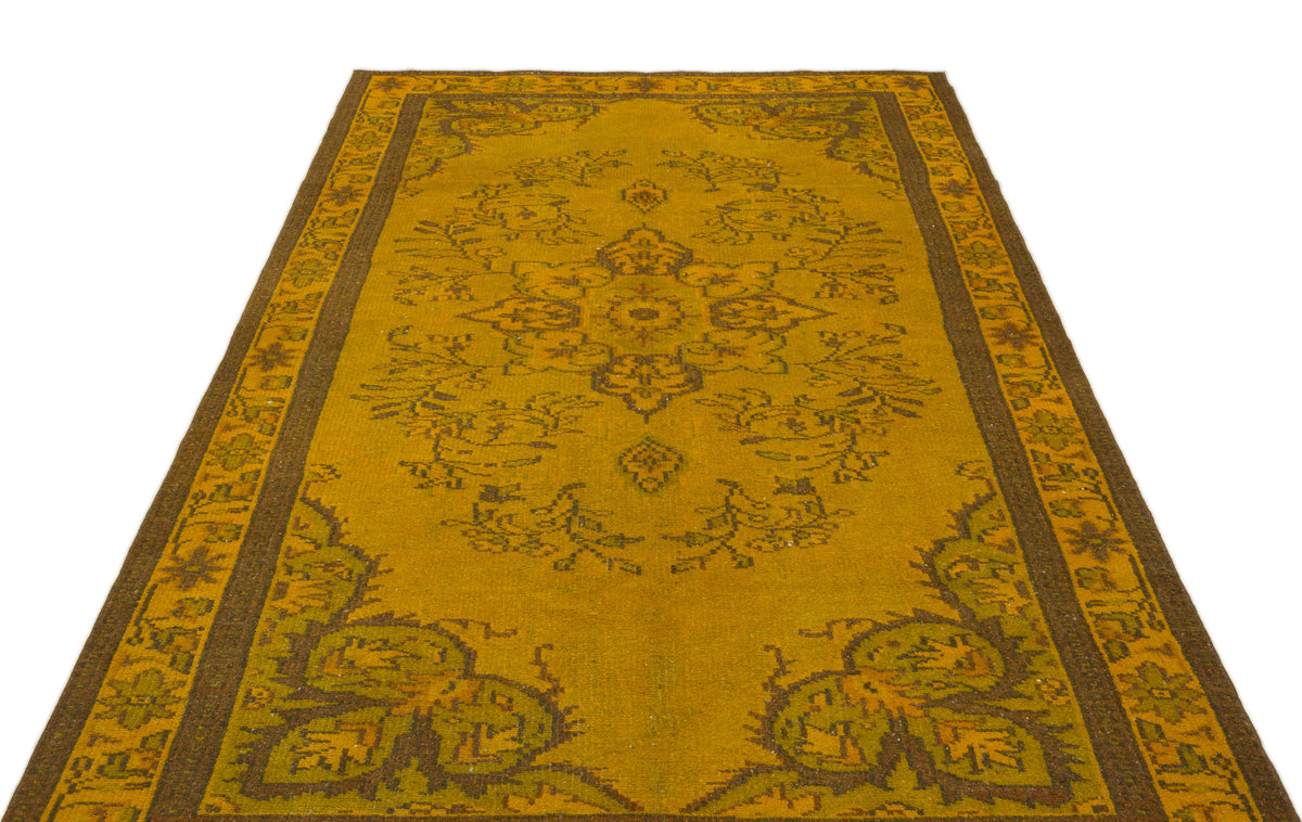 Yellow Over Dyed Vintage Rug 5&#39;4&#39;&#39; x 8&#39;9&#39;&#39; ft 163 x 266 cm