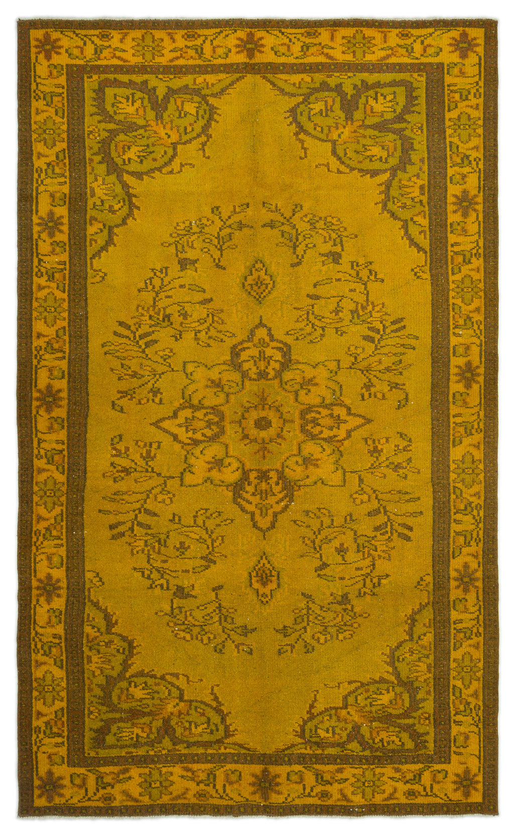Yellow Over Dyed Vintage Rug 5'4'' x 8'9'' ft 163 x 266 cm