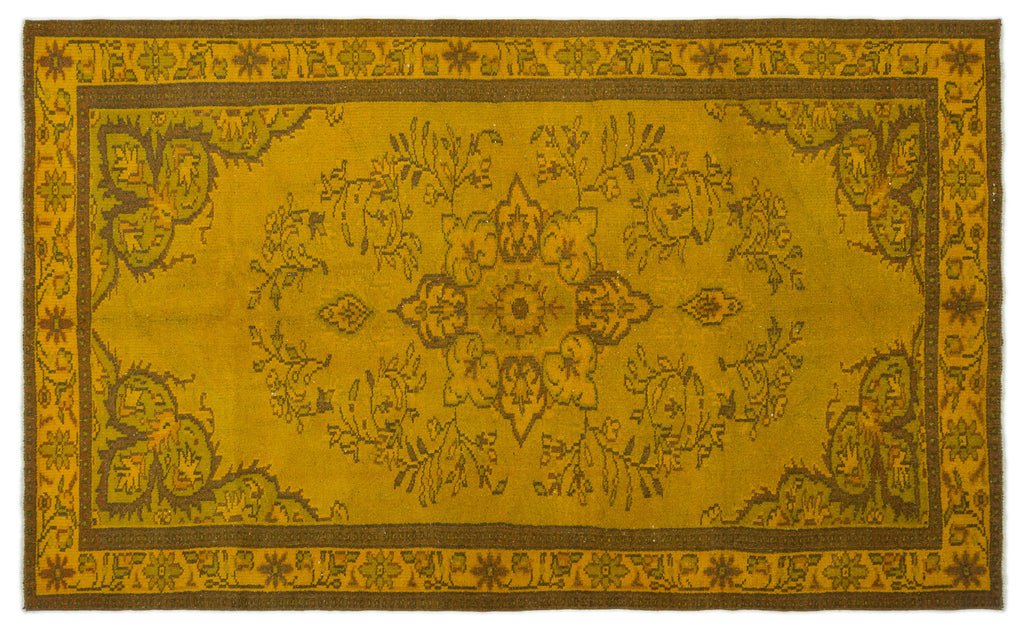 Yellow Over Dyed Vintage Rug 5'4'' x 8'9'' ft 163 x 266 cm
