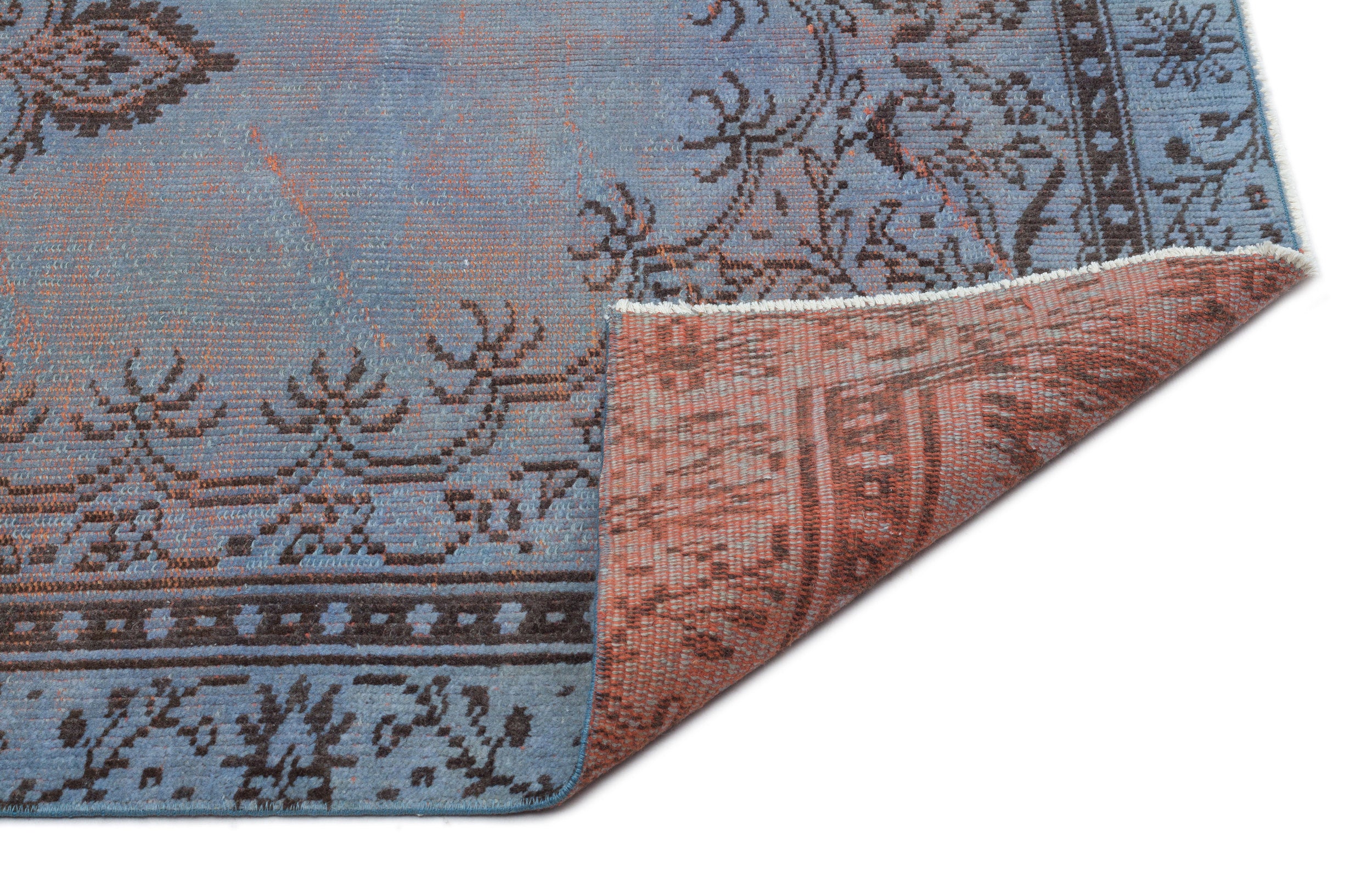 Blue Over Dyed Vintage Rug 4'9'' x 8'4'' ft 146 x 254 cm