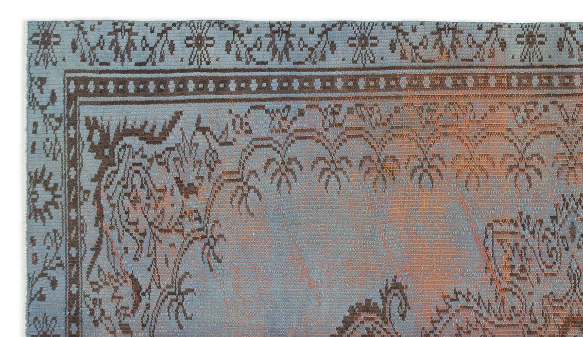 Blue Over Dyed Vintage Rug 4&#39;9&#39;&#39; x 8&#39;4&#39;&#39; ft 146 x 254 cm