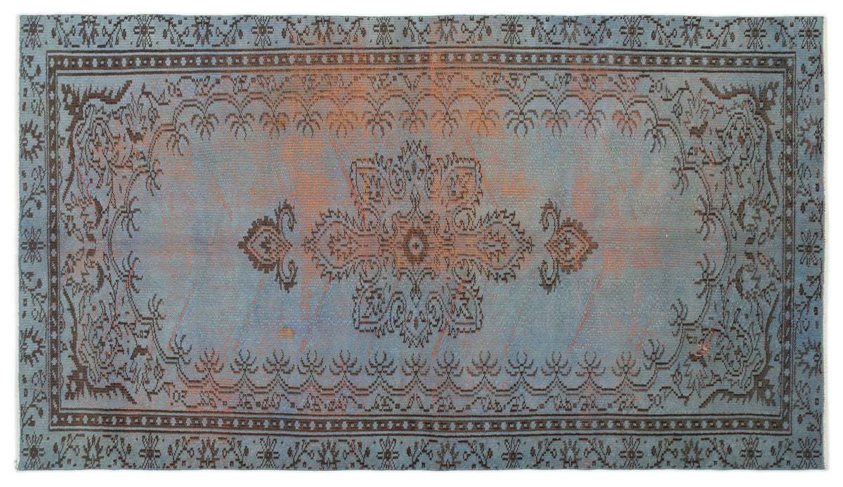 Blue Over Dyed Vintage Rug 4&#39;9&#39;&#39; x 8&#39;4&#39;&#39; ft 146 x 254 cm
