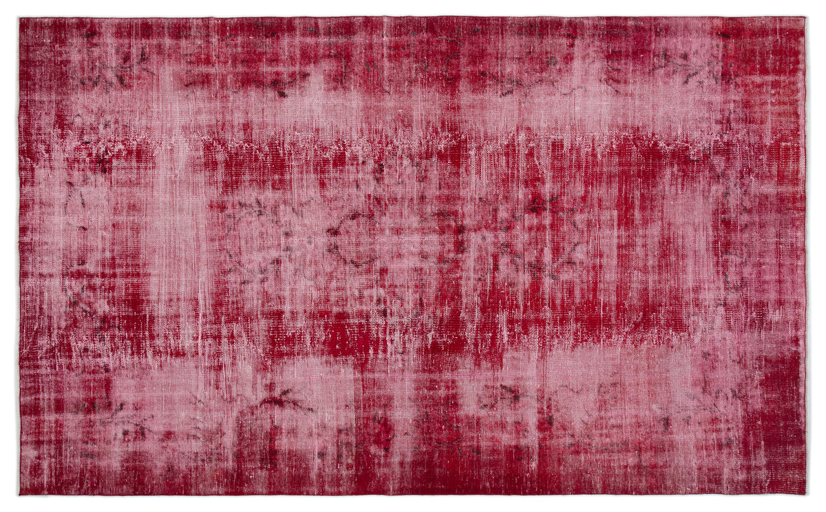 Red Over Dyed Vintage Rug 6&#39;2&#39;&#39; x 9&#39;8&#39;&#39; ft 187 x 295 cm