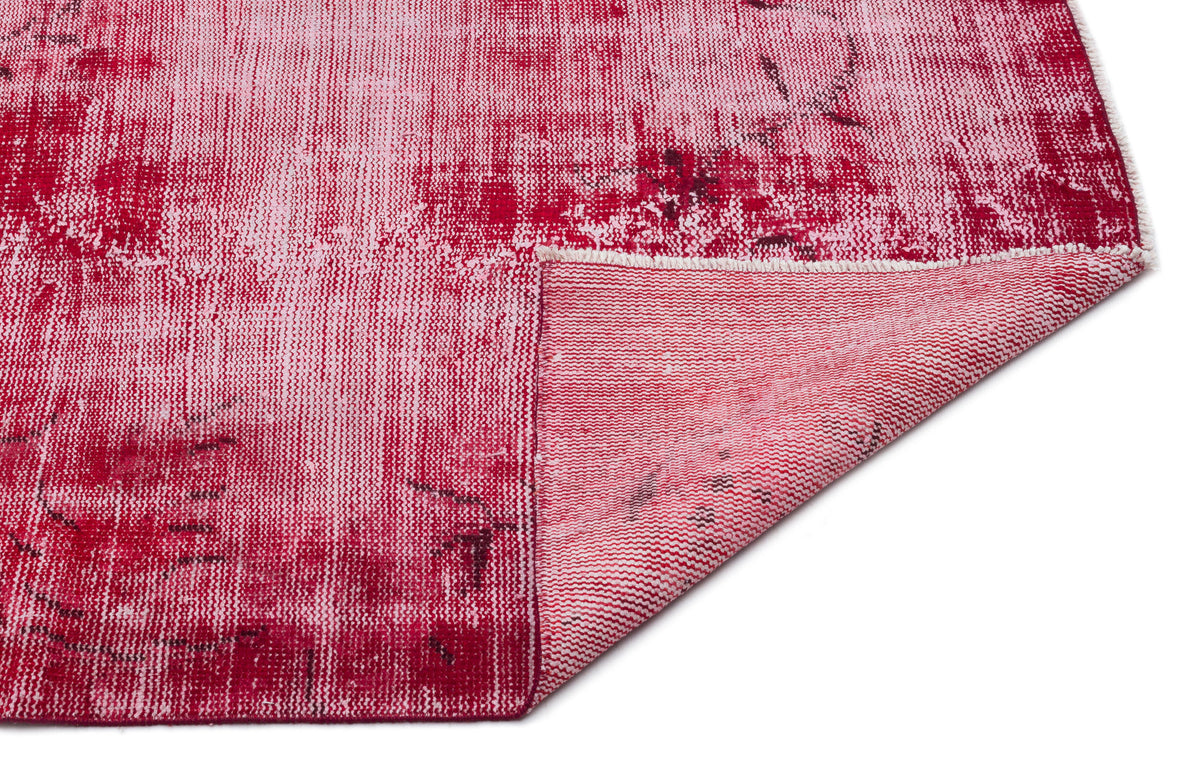 Red Over Dyed Vintage Rug 6&#39;2&#39;&#39; x 9&#39;8&#39;&#39; ft 187 x 295 cm