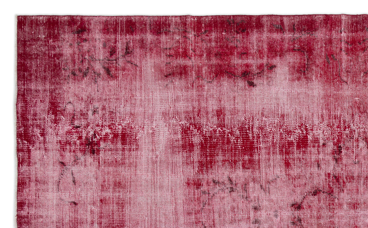 Red Over Dyed Vintage Rug 6&#39;2&#39;&#39; x 9&#39;8&#39;&#39; ft 187 x 295 cm