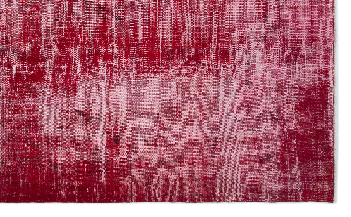Red Over Dyed Vintage Rug 6&#39;2&#39;&#39; x 9&#39;8&#39;&#39; ft 187 x 295 cm