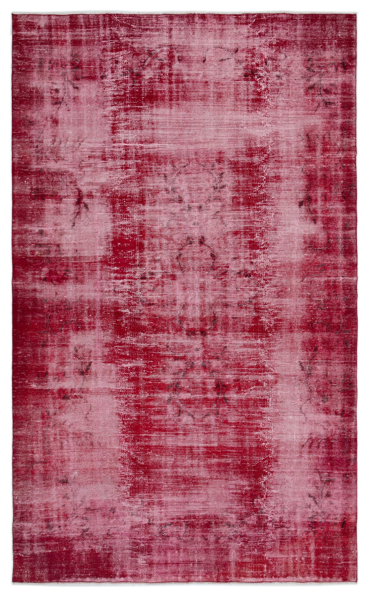 Red Over Dyed Vintage Rug 6&#39;2&#39;&#39; x 9&#39;8&#39;&#39; ft 187 x 295 cm