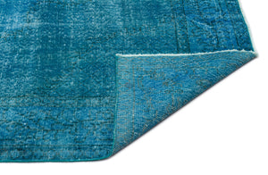 Turquoise  Over Dyed Vintage Rug 6'8'' x 9'12'' ft 202 x 304 cm