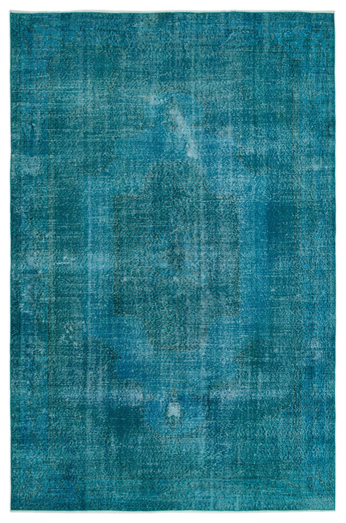 Turquoise  Over Dyed Vintage Rug 6'8'' x 9'12'' ft 202 x 304 cm