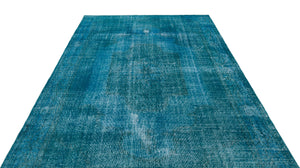 Turquoise  Over Dyed Vintage Rug 6'8'' x 9'12'' ft 202 x 304 cm