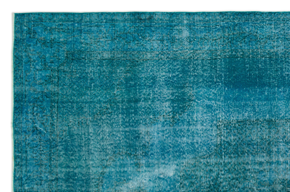 Turquoise  Over Dyed Vintage Rug 6'8'' x 9'12'' ft 202 x 304 cm