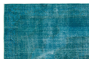 Turquoise  Over Dyed Vintage Rug 6'8'' x 9'12'' ft 202 x 304 cm