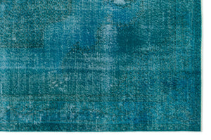Turquoise  Over Dyed Vintage Rug 6'8'' x 9'12'' ft 202 x 304 cm