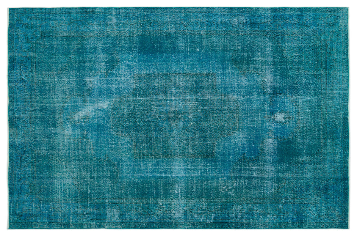 Turquoise  Over Dyed Vintage Rug 6'8'' x 9'12'' ft 202 x 304 cm