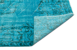Turquoise  Over Dyed Vintage Rug 6'1'' x 9'4'' ft 185 x 284 cm