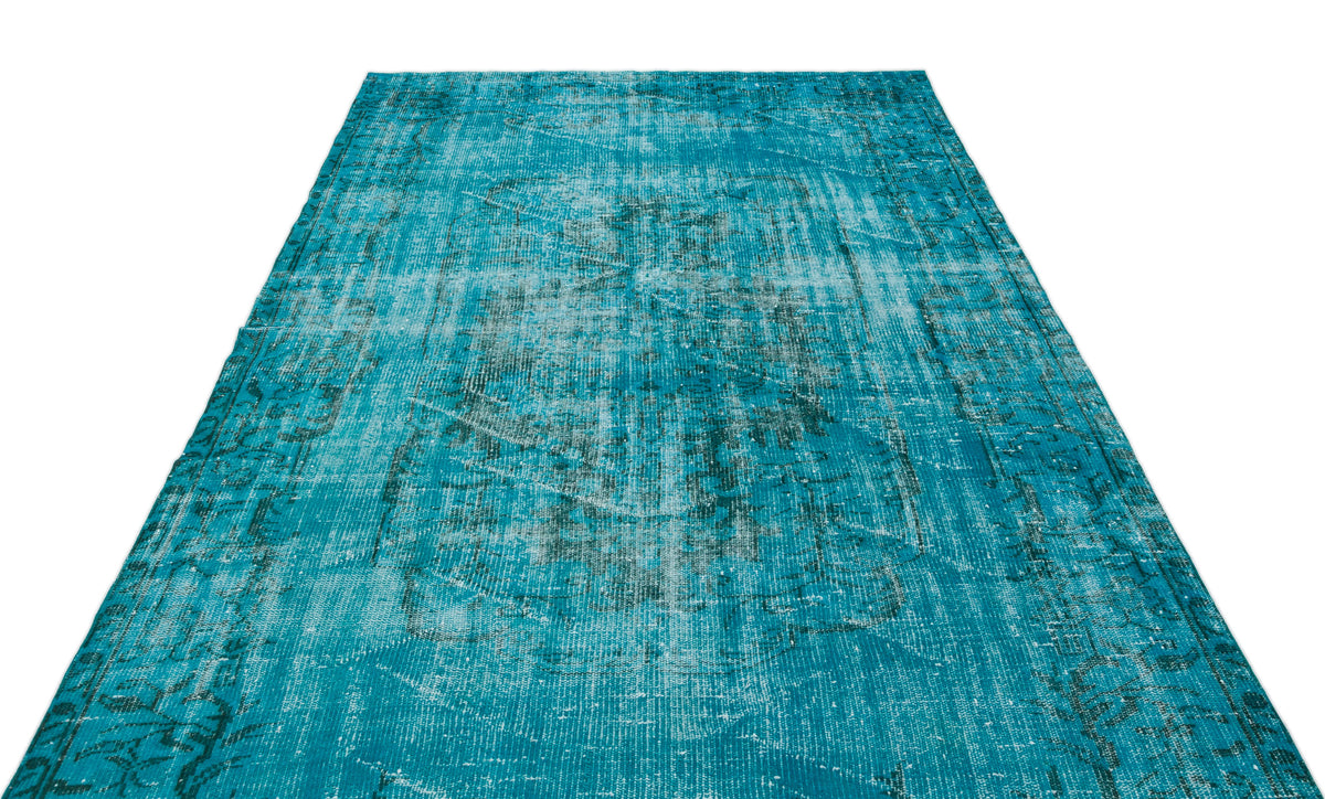 Turquoise  Over Dyed Vintage Rug 6&#39;1&#39;&#39; x 9&#39;4&#39;&#39; ft 185 x 284 cm