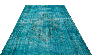 Turquoise  Over Dyed Vintage Rug 6'1'' x 9'4'' ft 185 x 284 cm