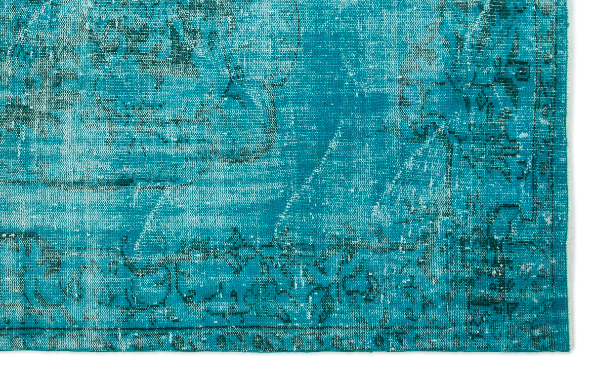 Turquoise  Over Dyed Vintage Rug 6&#39;1&#39;&#39; x 9&#39;4&#39;&#39; ft 185 x 284 cm