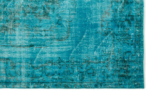 Turquoise  Over Dyed Vintage Rug 6'1'' x 9'4'' ft 185 x 284 cm