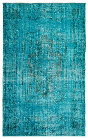 Turquoise  Over Dyed Vintage Rug 6'1'' x 9'4'' ft 185 x 284 cm