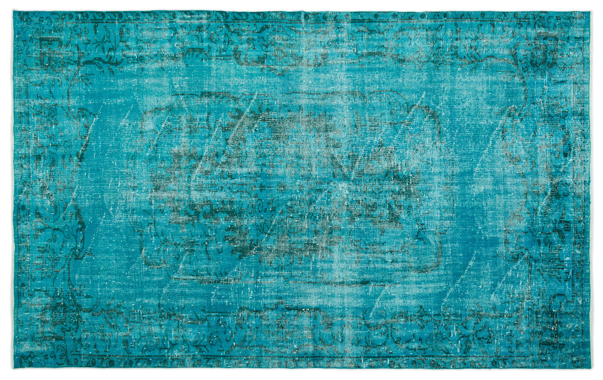 Turquoise  Over Dyed Vintage Rug 6&#39;1&#39;&#39; x 9&#39;4&#39;&#39; ft 185 x 284 cm