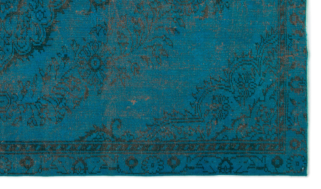 Turquoise  Over Dyed Vintage Rug 5'4'' x 9'1'' ft 162 x 278 cm